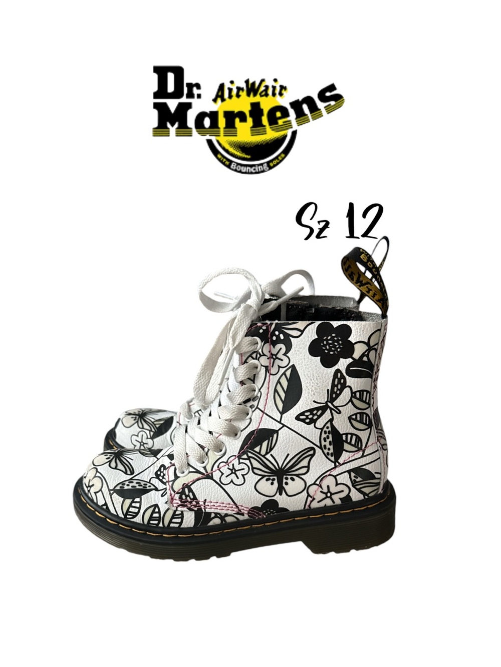 Dr. Martens Toddler Butterfly & Floral Lace-Up Boots - Size 12